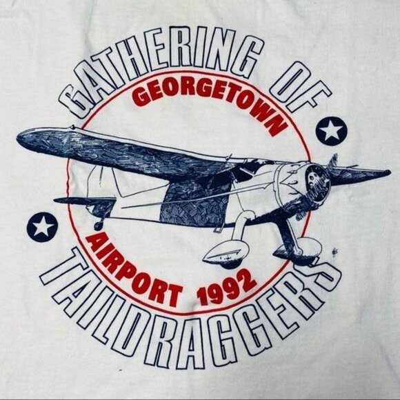 Hanes Other - Hanes Beefy T Vintage 1992 Gathering of Tail Draggers Georgetown Airport Shirt S
